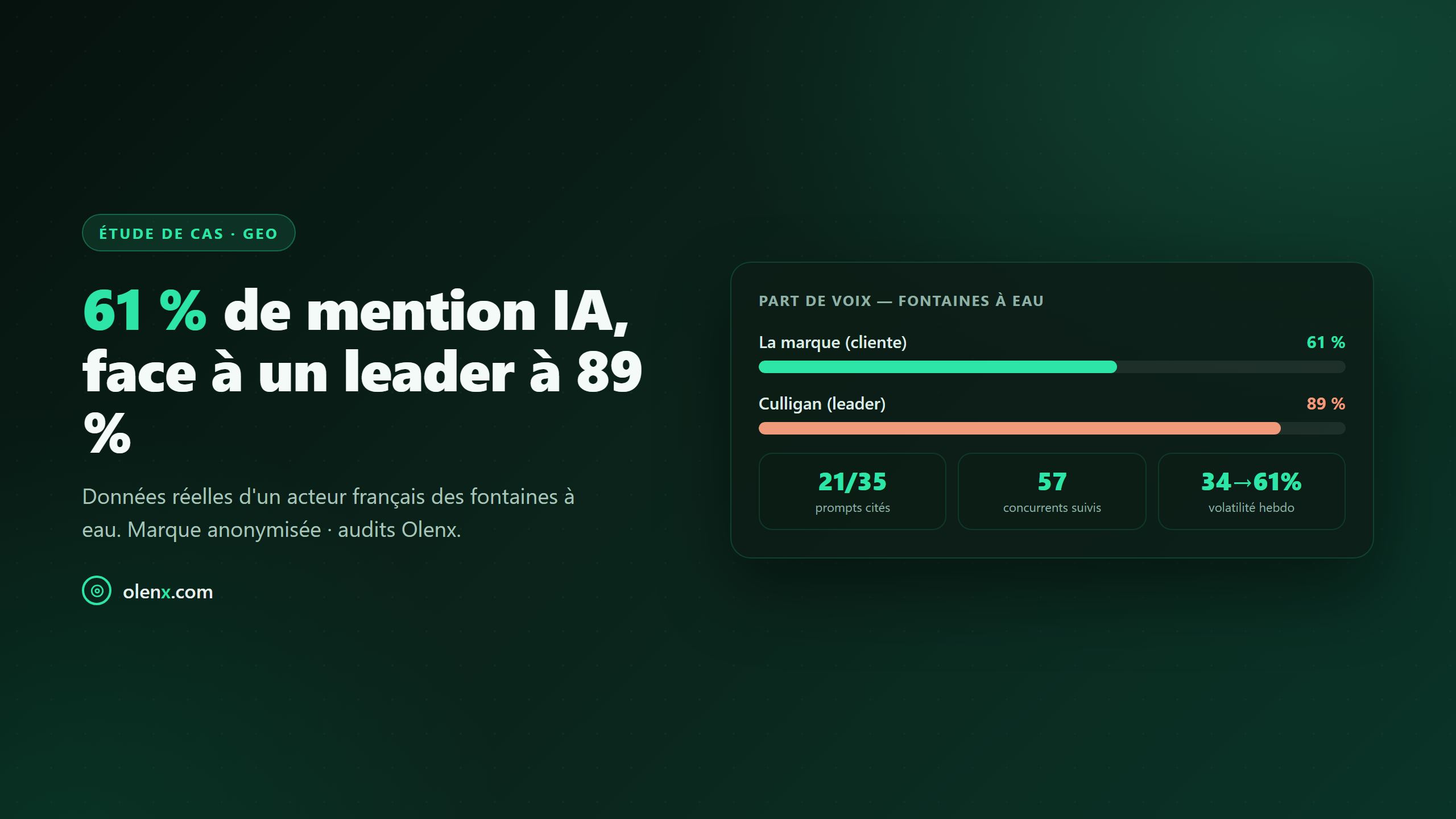Étude de cas : 61 % de mention IA, face à un leader à 89 %