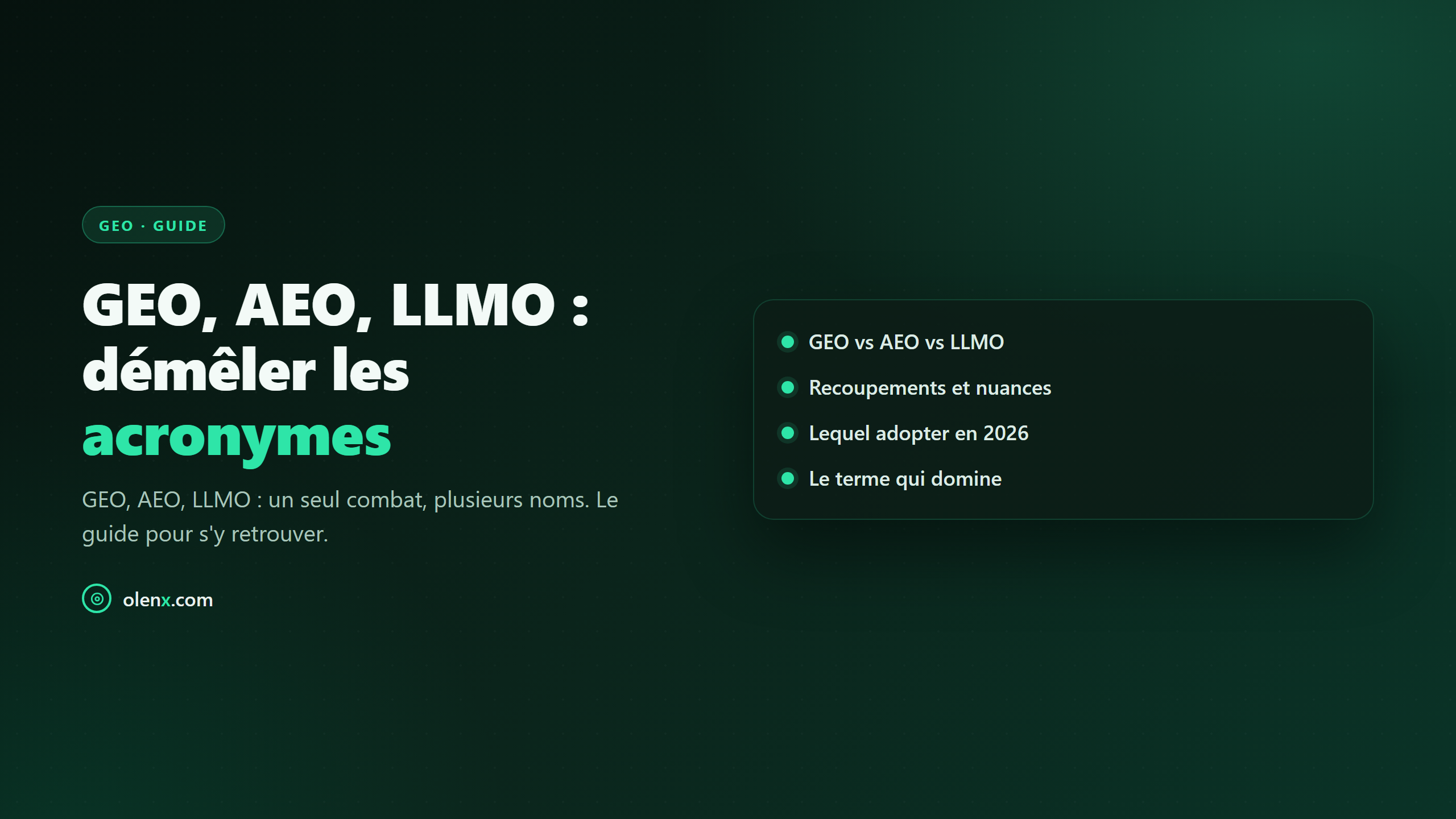 GEO, AEO, LLMO : démêler les acronymes