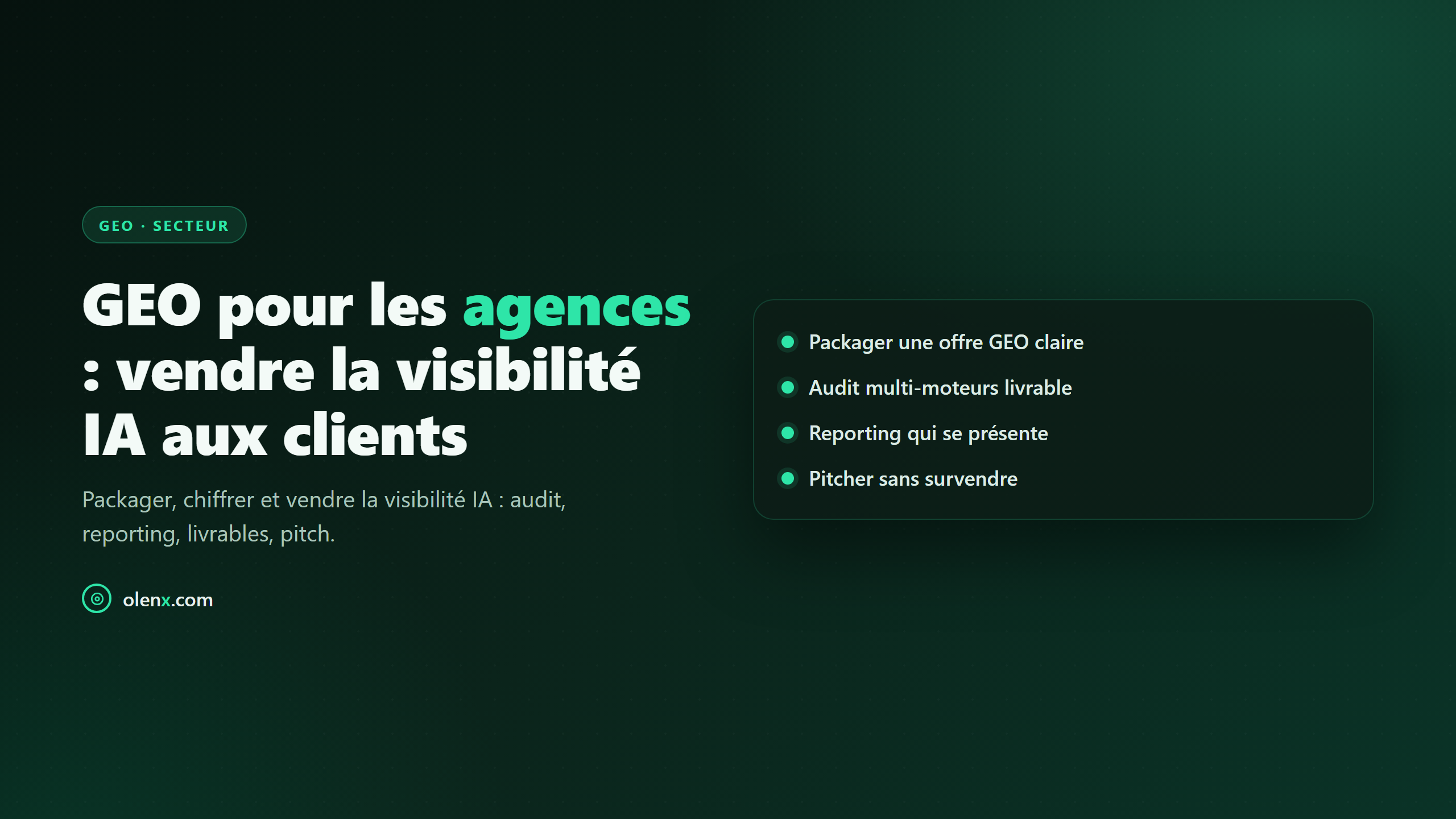 GEO pour les agences : vendre la visibilité IA aux clients