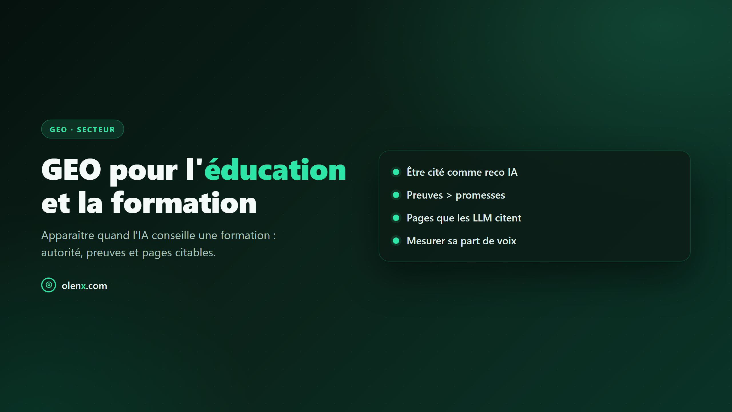 GEO pour l'éducation et la formation