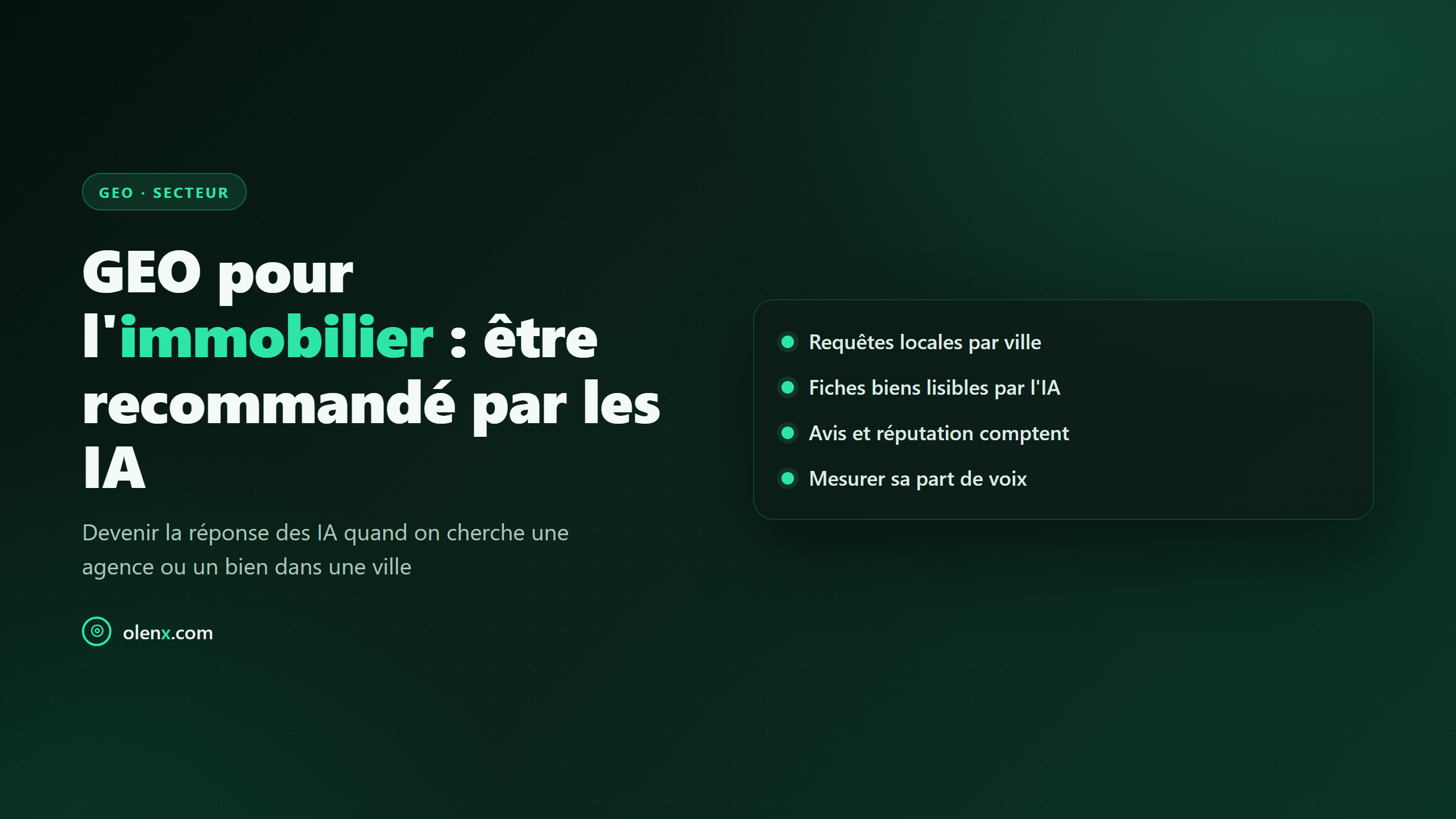 GEO pour l'immobilier : être recommandé par les IA