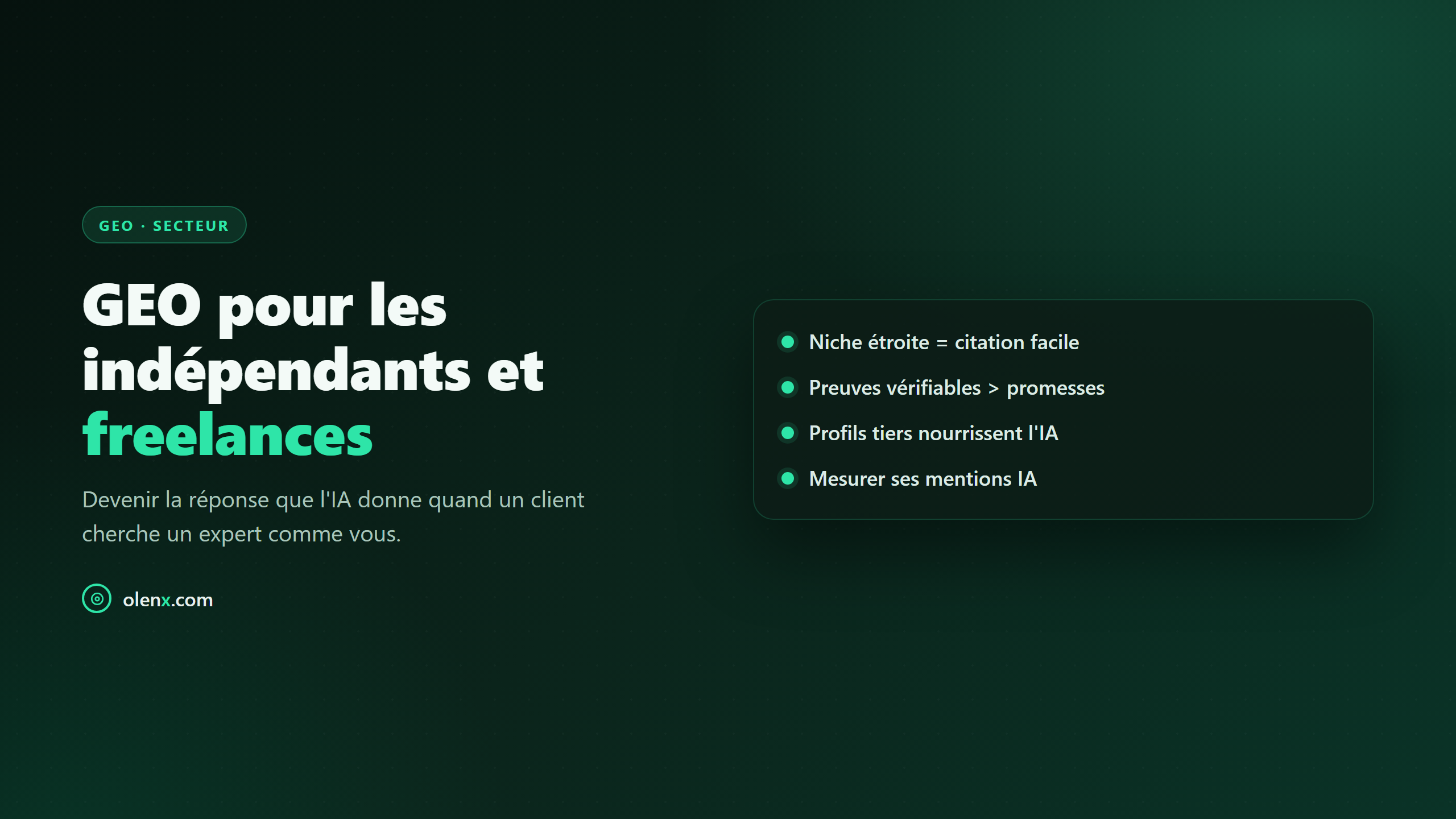 GEO pour les indépendants et freelances