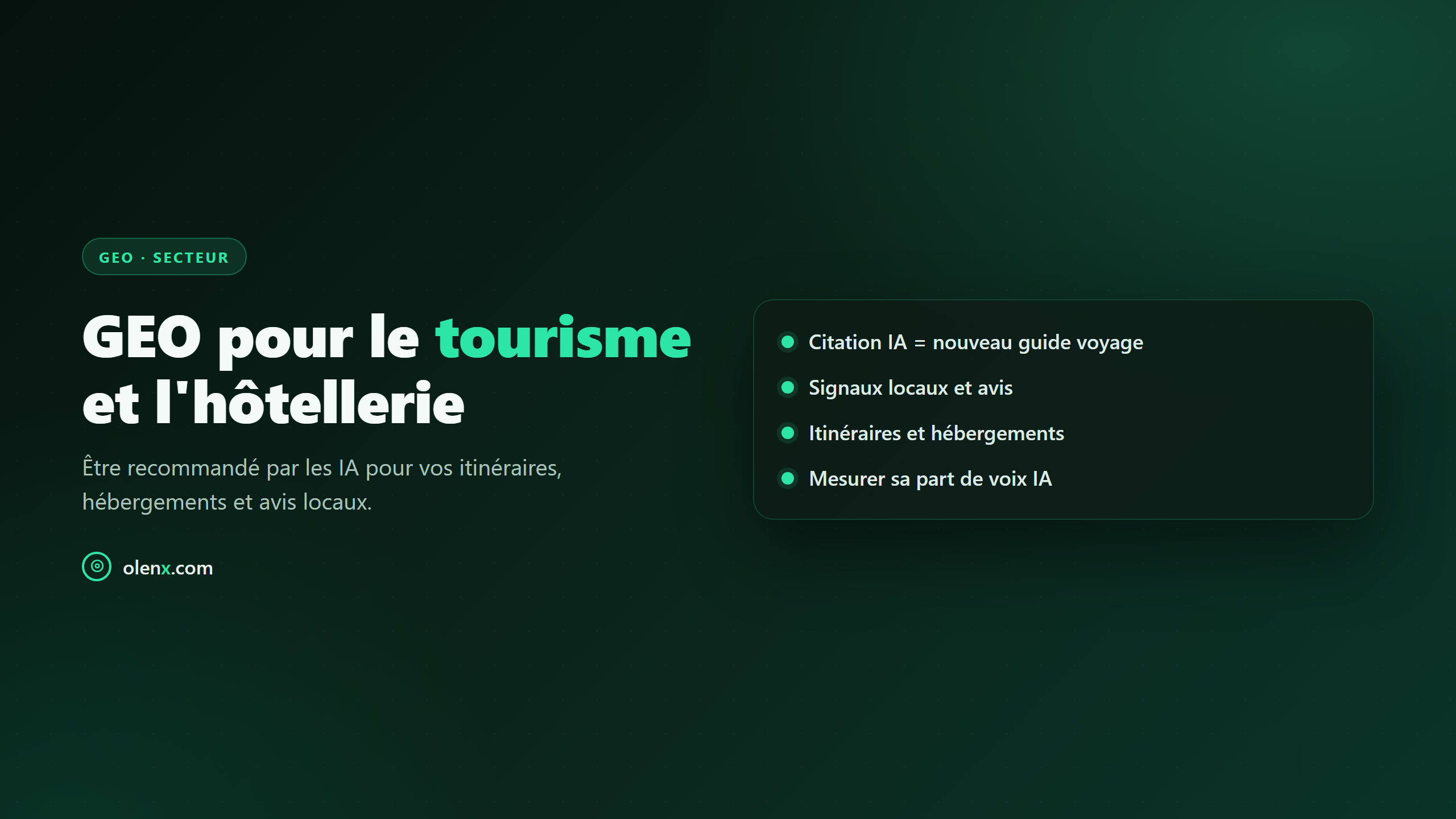 GEO pour le tourisme et l'hôtellerie
